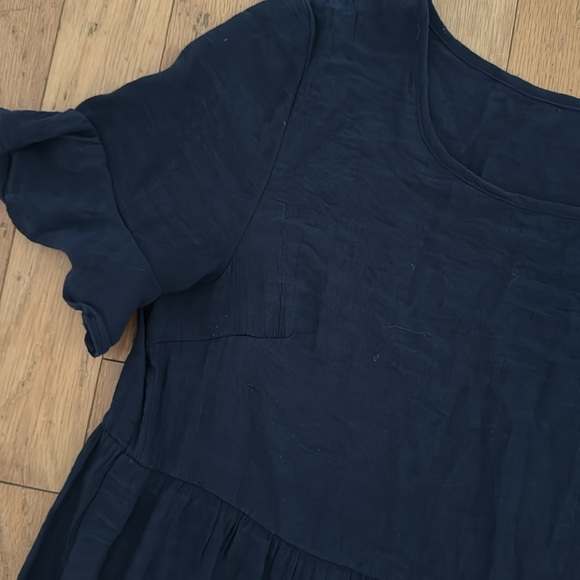 SHEIN | Navy Maxi Dress | Ruffle Sleeves/Hem | Textured | size L - Picture 2 of 6